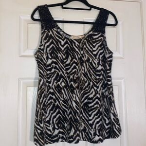 Faded Glory Women’s Animal Print Black/White Crocheted Straps Sleeveless Size M